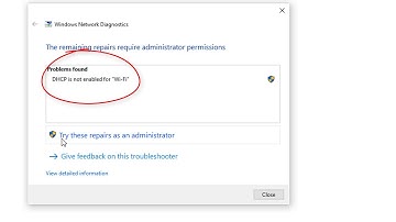 DHCP is not enabled for WIFI in windows 10