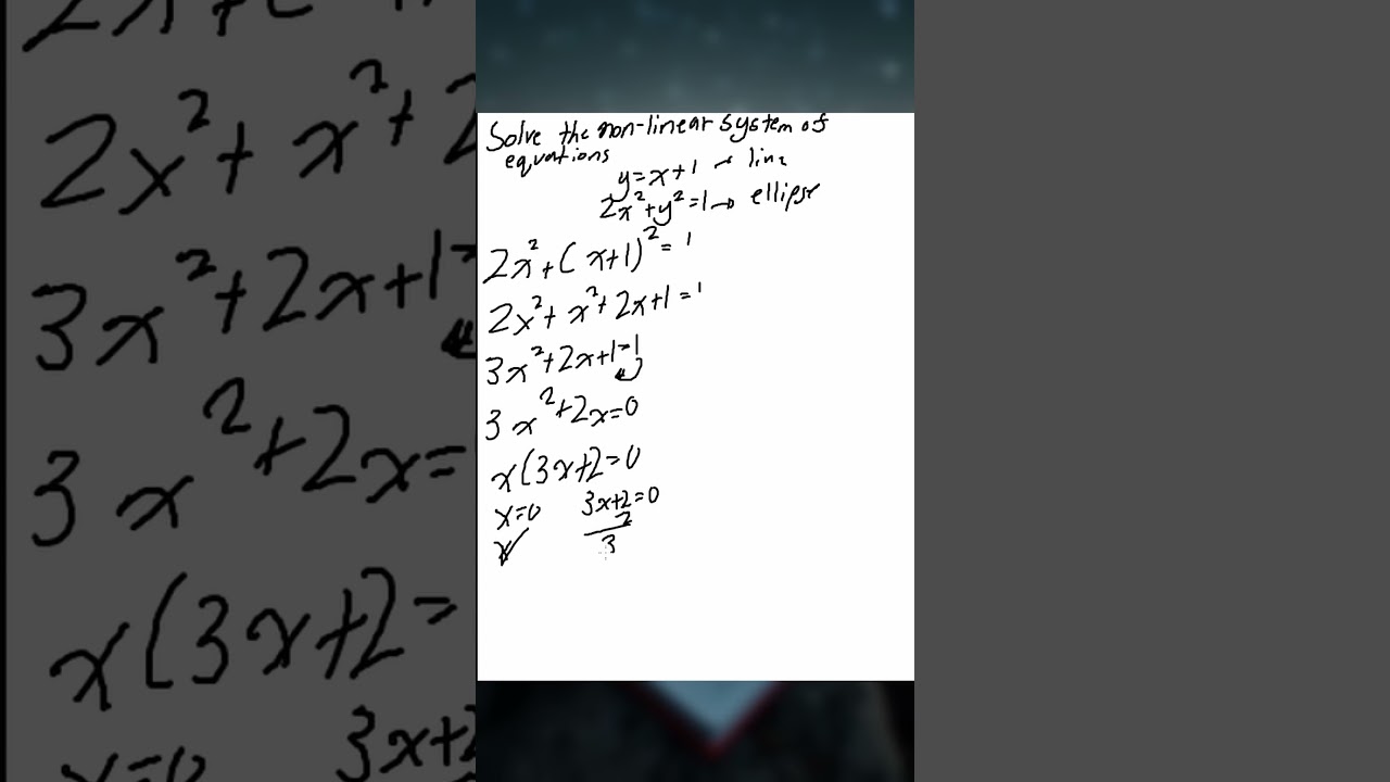 Solving a Non Linear System of Equations | Pre-Calc  