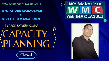 Capacity Planning| Class-1  | By  PROF. SATYESH KUMAR | CMA INTER GROUP 2 , PAPER NO 9,OM & SM