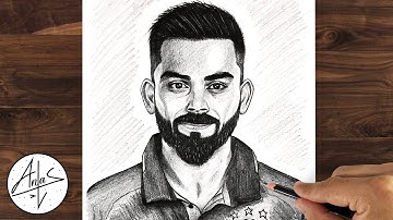 How To Draw VIRAT KOHLI | Sketch Drawing Tutorial (step by step)