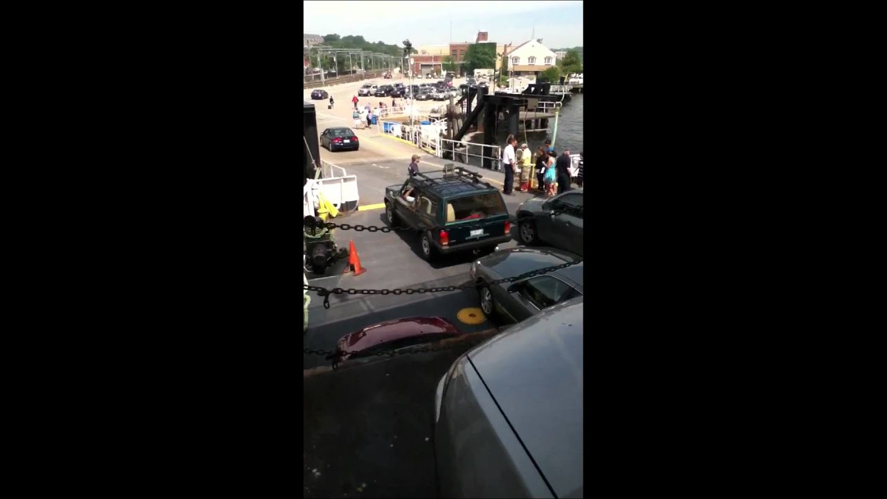 Cross sound ferry unloading cars