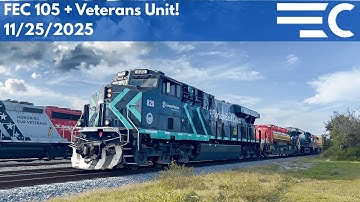 FEC 105 passing New Smyrna Beach Yard ft. FEC 430 Veterans Unit | 11/25/2025