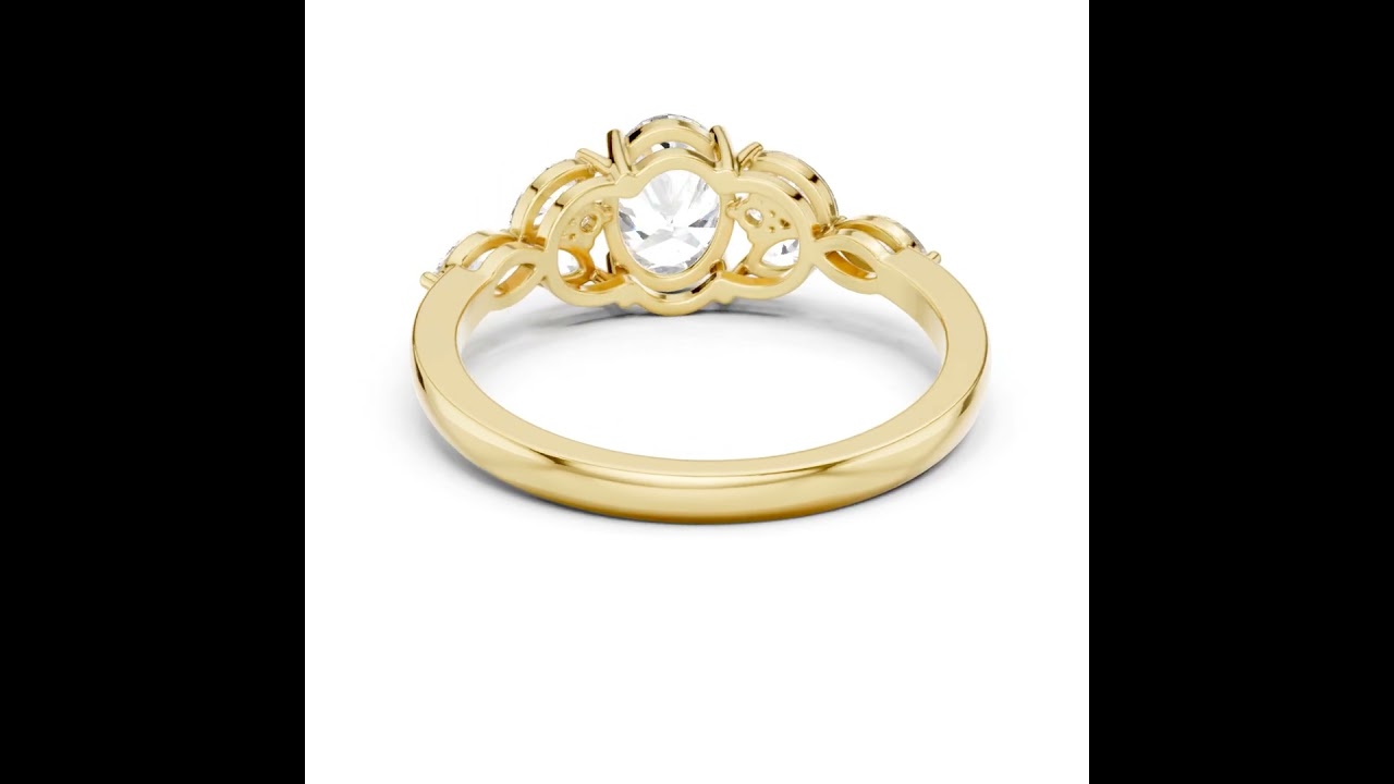 Oval Diamond With Marquise Floral Cluster Accents Ring