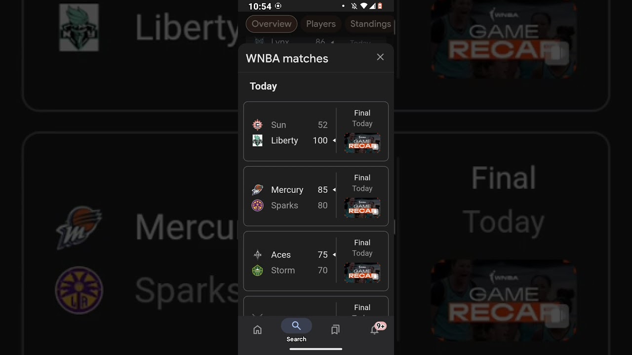WNBA Basketball Scores 