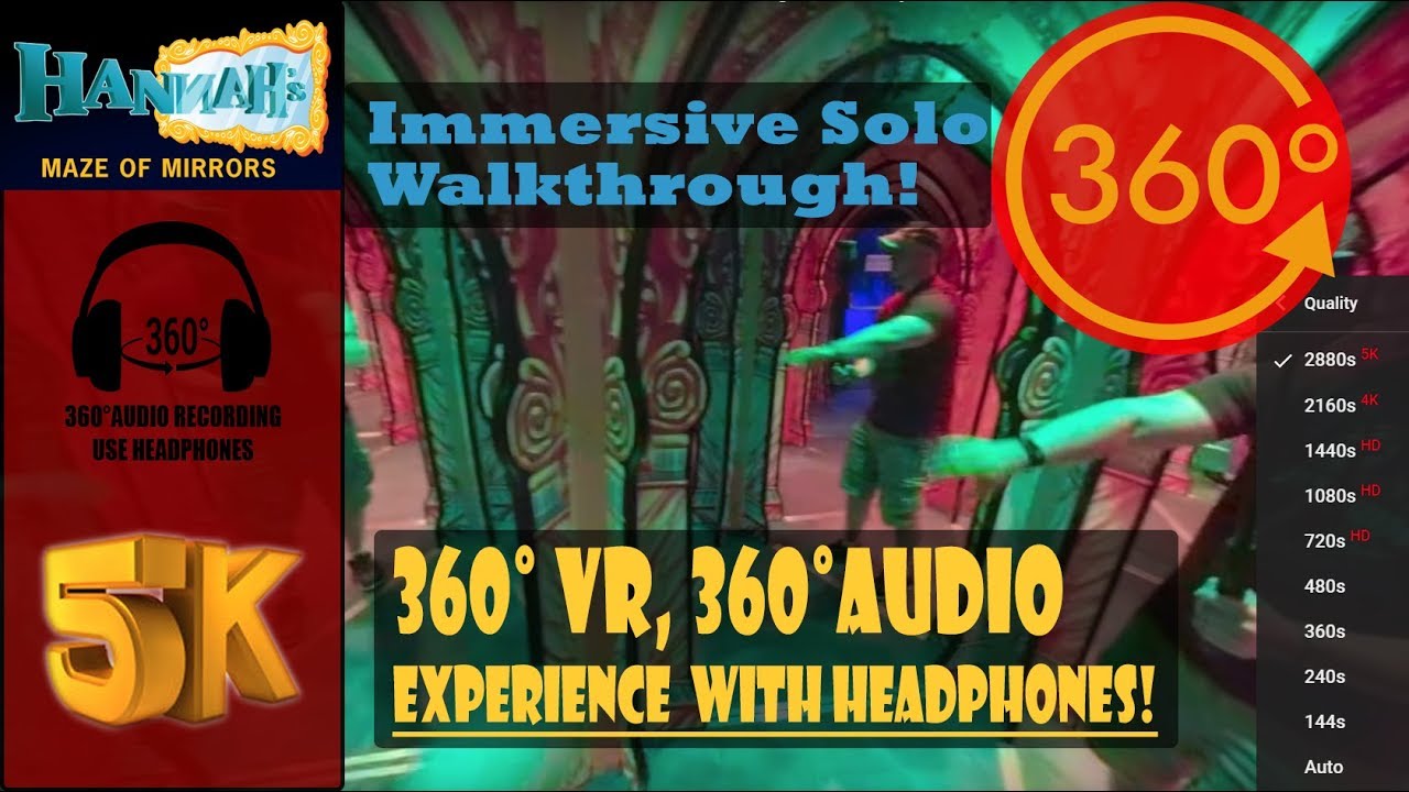 [5K 360°, 360° Audio] Hannah's Maze of Mirrors, Immersive Solo Walkthrough POV - Myrtle Beach, SC