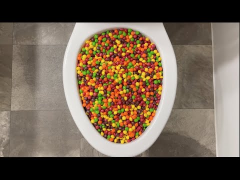 Experiment: ASMR Skittles Rainbow Candy in the Toilet #shorts - YouTube