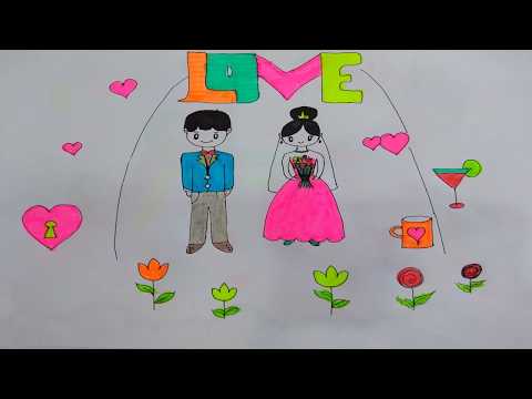 Video Vẽ và tô màu cô dâu chú rể đơn giản nhất | Bao Minh... - youtube