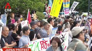 Japan protest: Demonstrators rally against shift away from country's post-war pacifist stance