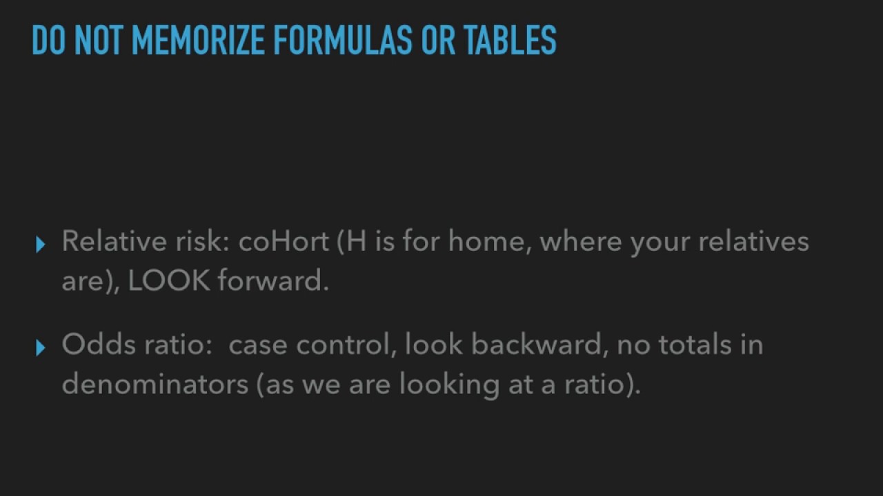 Relative Risk Versus Odds Ratio Usmle Biostatistics 4 Youtube