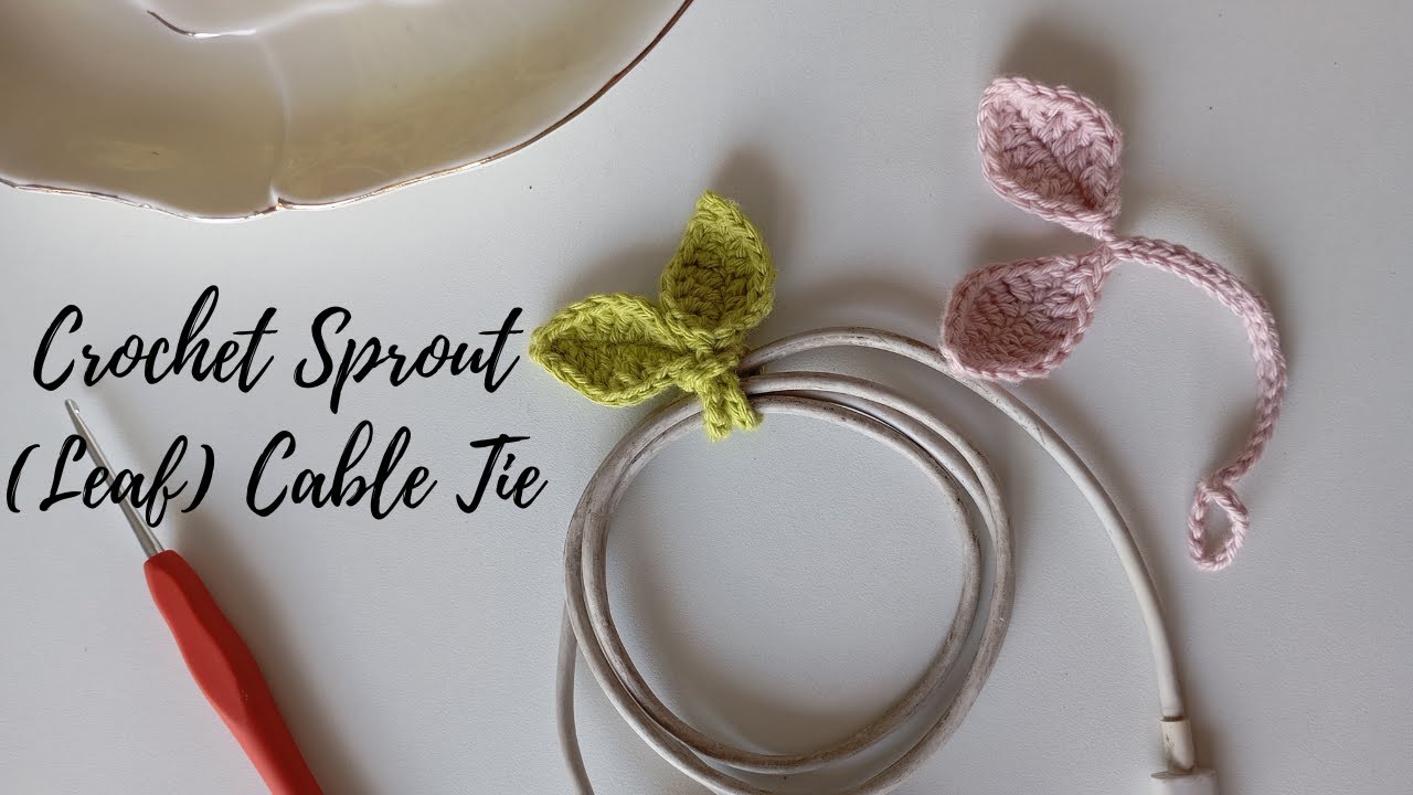 DIY Crochet Leaf Sprout Cable Tie | Cute Cord Organizer for Beginners