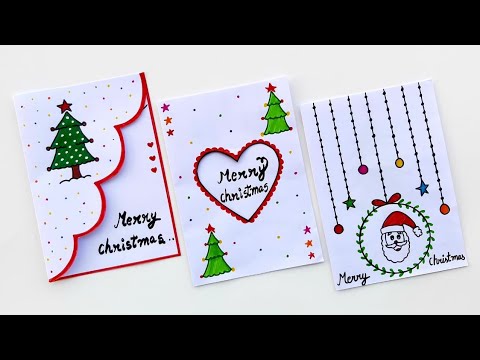 3 Easy & Beautiful white paper christmas Card making, DIY Merry Christmas  greeting card