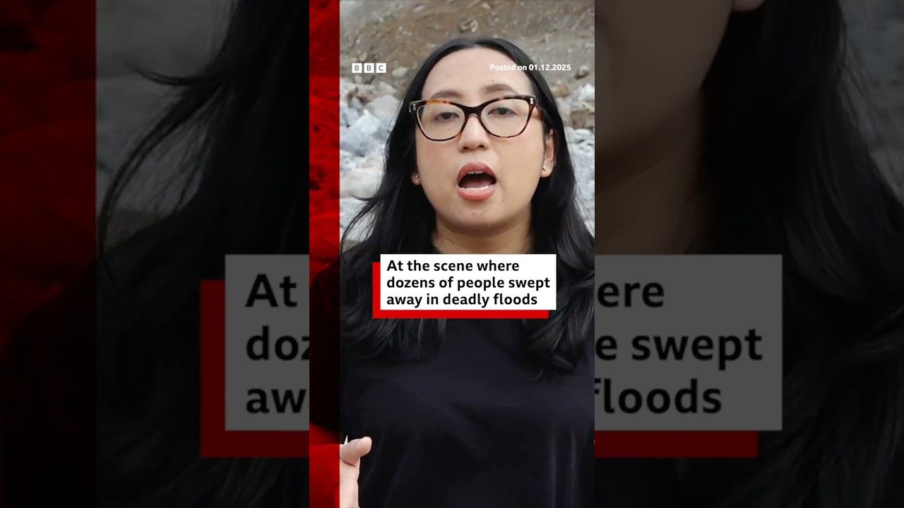 At the scene where dozens of people were swept away in deadly Indonesia floods. #BBCNews