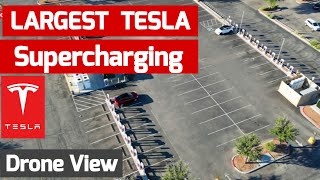 Tesla Massive Big Super Charging Station at Primm Las Vegas ~ 42 stall Drone view screenshot 5