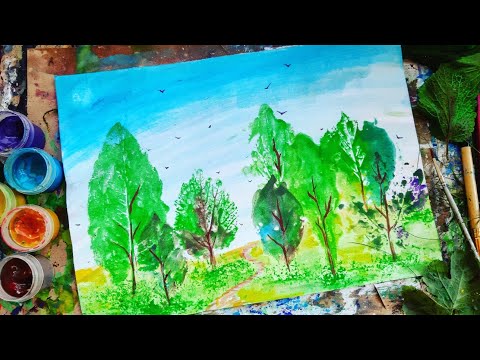 ДЕРЕВЬЯ |Рисуем листьями🍃 Идеи из леса✌