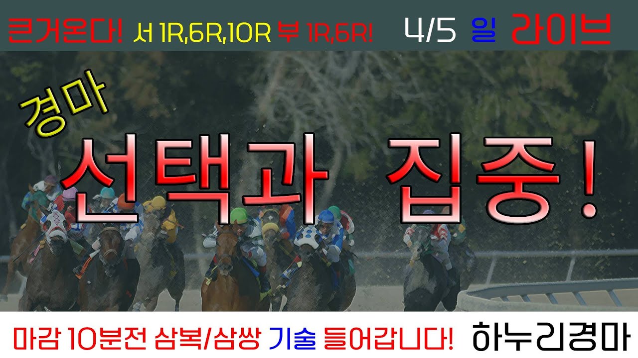 4/5(일) 경마 선택과 집중! 힘 실어서 강하게!! 임팩트있는 공략!! 경주별 삼복/삼쌍 기술 들어갑니다!!