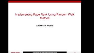 Lecture 84 Implementing PageRank Using Random Walk Method  1 by IIT ROPAR