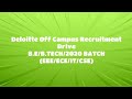 Deloitte Off Campus Recruitment Drive 2020 Batch(EEE/ECE/IT/CSE)