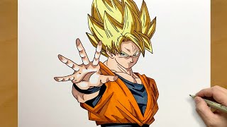 How to Draw Goku Super Saiyan Step by Step || Dragon Ball Z Drawing || Easy Anime Drawing screenshot 5