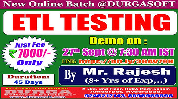 ETL TESTING Online Training @ DURGASOFT