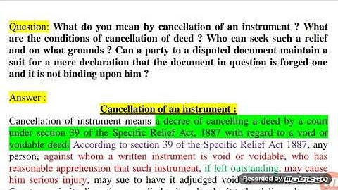Cancellation of an instrument under section 39