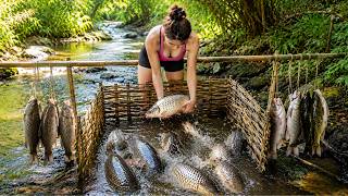 Left the City for Country Life | I Earned $100 Catching Wild Fish with Traps | Solo Harvest Life
