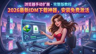 2026最新IDM下载神器，安装免费激活，浏览器手动扩展，完整版教程