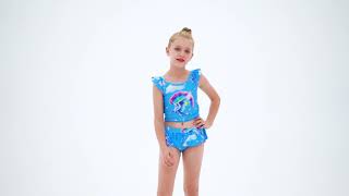 Amzbarley Unicorn Swimming Costume Girls Kids Two Piece Swimsuit Swimwear Tankini Bathing Suit