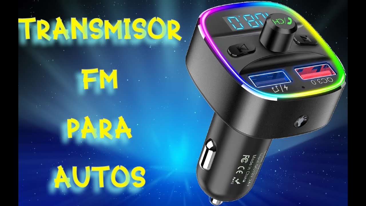 Transmisor FM bluetooth para mechero de coche, manos libres, reproductor de  música inalámbrico, soporte tarjeta SD, luz de color