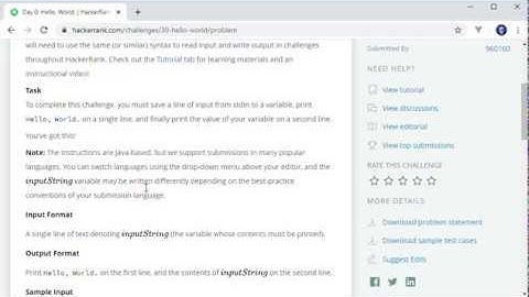 #Day 0 - HackerRank - 30 Days of Code - Hello, World