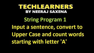 java program to convert sentence in uppercase and count the number of words starting with 'A' letter