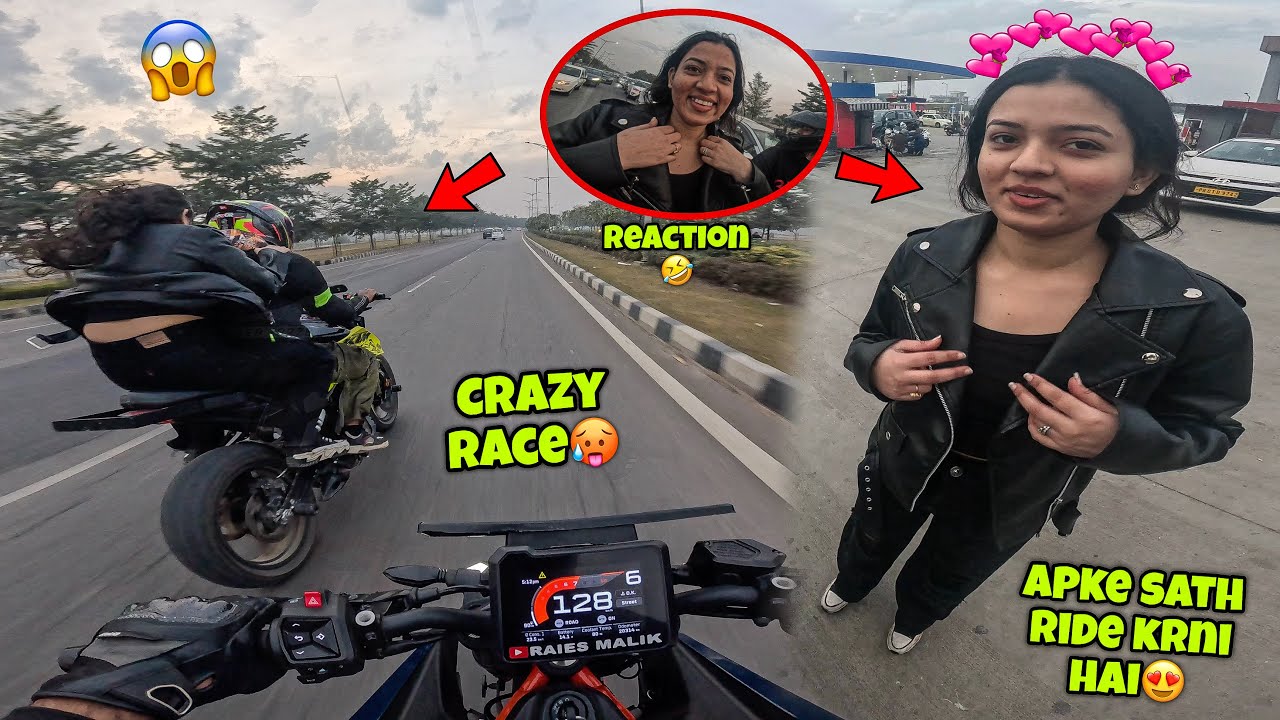 Cute Stranger girl wants to ride😍/ Ladkii impress Hogayee😅/ Crazy Race🥵