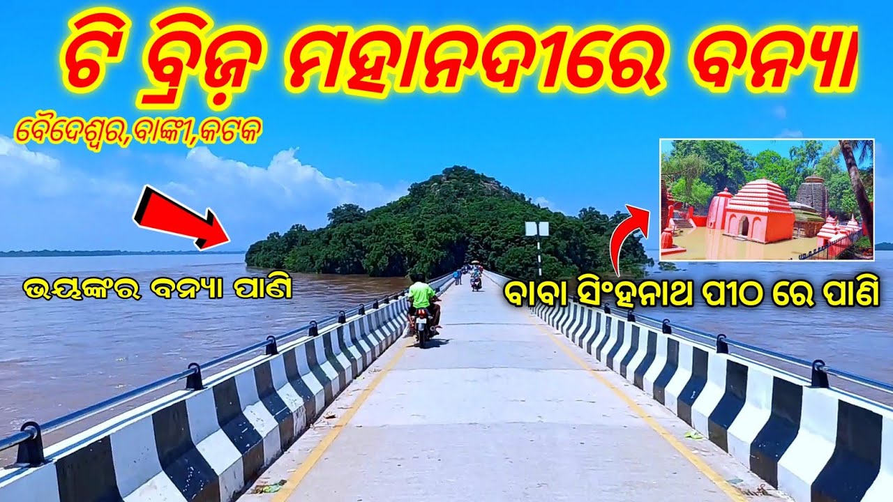 ଟି ବ୍ରିଜ଼ ମହାନଦୀରେ ବନ୍ୟା || ସିଂହନାଥ ପୀଠରେ ପାଣି || T Bridge Baideswar|| Gaon Re Nadi Badhi Odia Vlogs