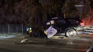 CHP patrol car damaged in multi-vehicle crash in Valley Center