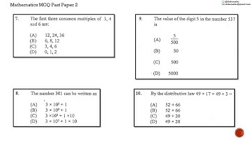 Multiple Choice 2 | 7,8,9&10 | CXC CSEC Mathematics | Number Theory