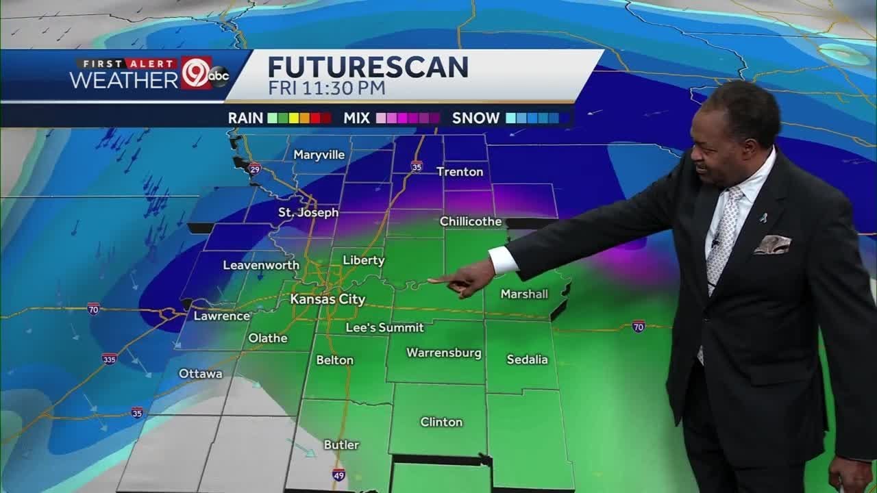 Rain and snow chances move in Friday - YouTube