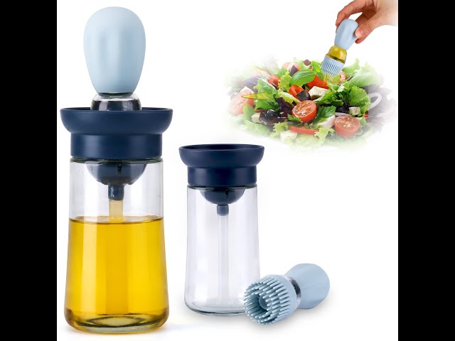 Glass Olive Oil Dispenser with Brush 2 in 1, Silicone Dropper Measuring  Cooking Oil Bottle and Basting Brush Cooking Oil Dispenser Bottle for  Kitchen Baking BBQ Grill Pastry Brush 