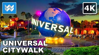 [4K] Universal Studios CityWalk Orlando Florida USA Night Walking Tour Vlog \& Vacation Travel Guide