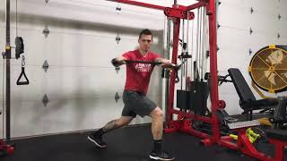 Split stance straight arm rotation