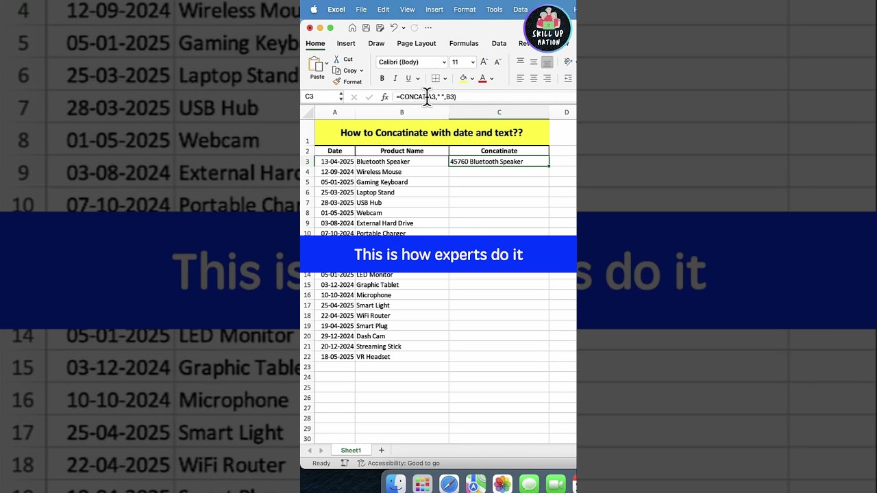✅ How to Concatenate Date & Text in Excel Easily! 