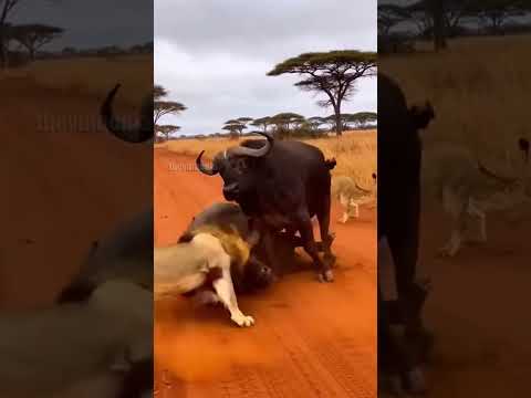 Buffalo Saves Friend From Lion Pride!