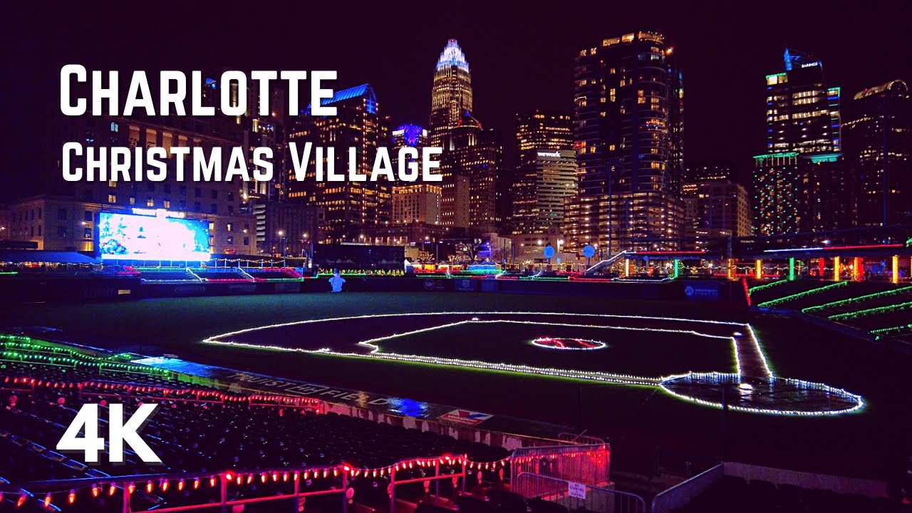 Charlotte Christmas Village 🎄 Christmas Walk Night Charlotte 4K