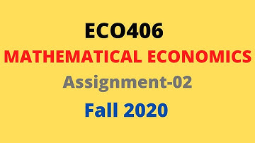 ECO406 Mathematical Economics | Assignment 2 | Fall 2020 | vu virtual university