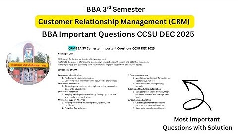Important Questions of Customer Relationship Management #ccsu #bba3rdsemester #crm 