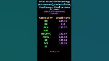 4917 TNEA Cutoff Agriculture Engineering Sethu Institute Of Technology Autonomous, Kariapatti Post,
