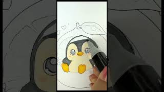 Cute Penguin on a Lemon 🍋✨ Kawaii Coloring | #relaxation #coloring |  #kawaii | LoveAndColor Art
