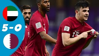 قطر والامارات 5 0 كأس العرب قطر 2021 اهداف غزيرة وانهيار الامارات وجنون حفيظ دراجي