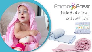 Primo Passi Muslin Hooded Towel and  Primo Passi Washcloths