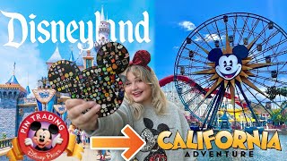 Pin Trading From Disneyland to California Adventure | Cast Member Trivia + Pin Prize Wheel