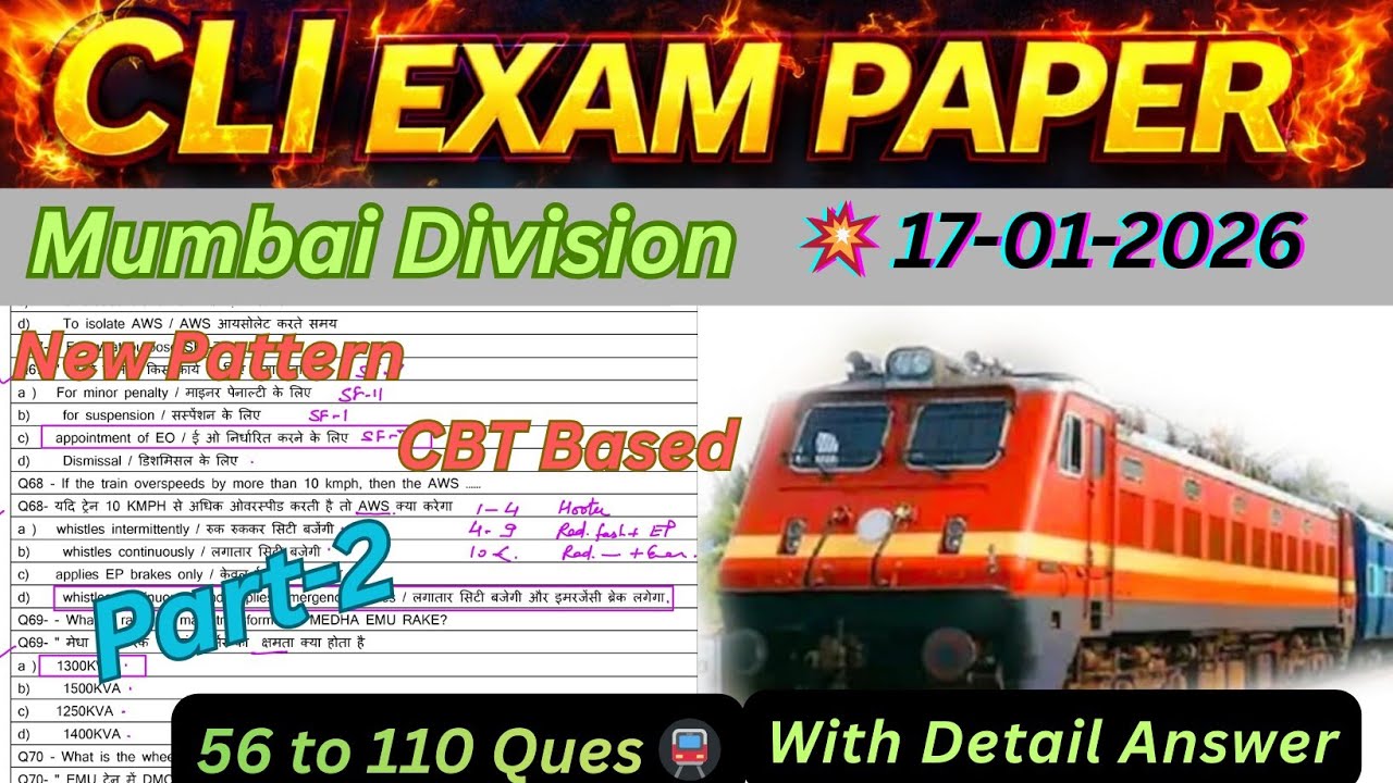 CLI Exam Paper in MUMBAI Division | 17.01.26 Part-2 #railway