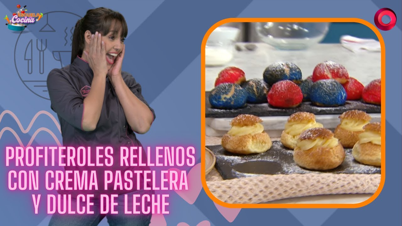 Profiteroles rellenos con crema pastelera y dulce de leche I #EscuelaDeCocina